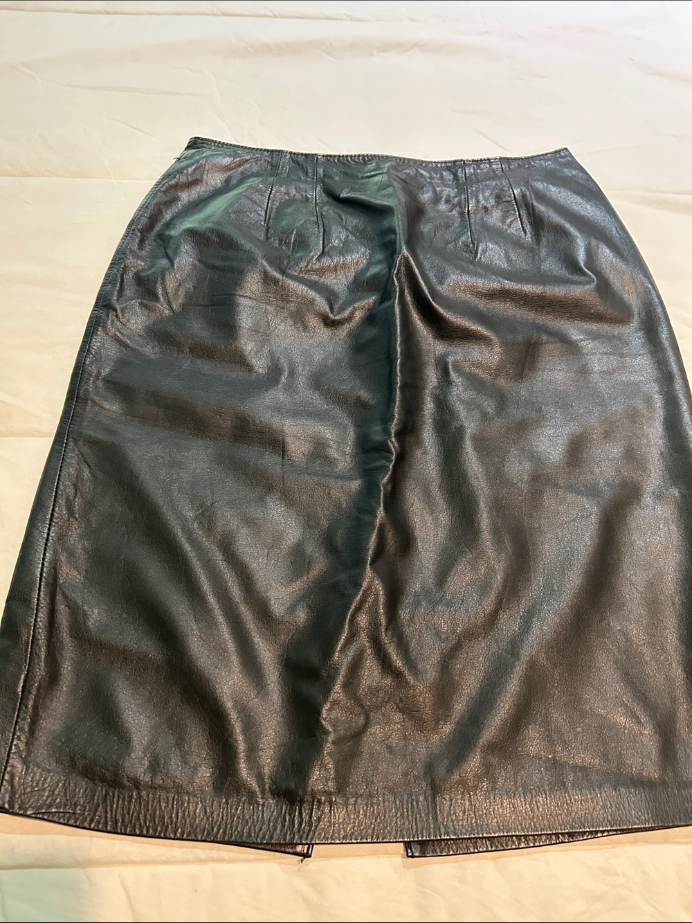Vintage 80s Don't Stop Leather High Waist Straight Pencil Skirt Black Size 12